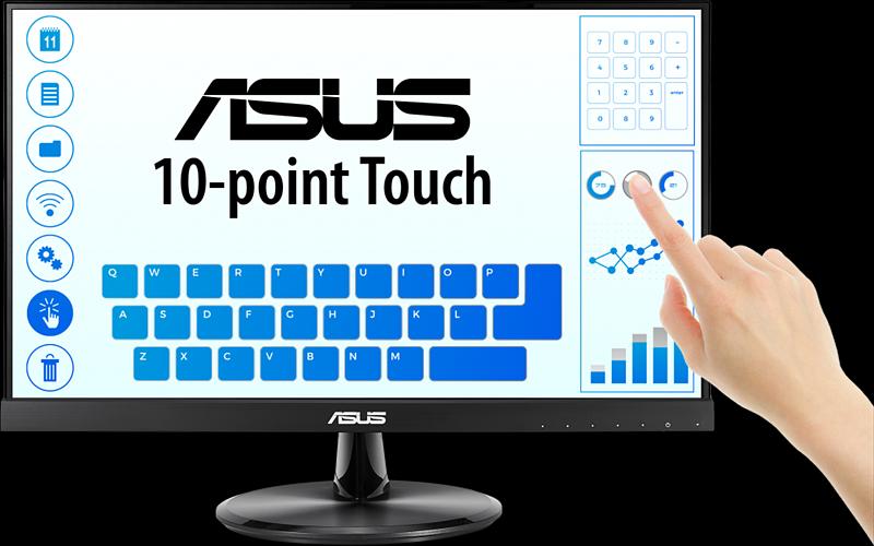 Монитор ASUS 21.5" VT229H Touch IPS LED, 1920x1080, 5ms, 250cd/m2, 178°/178°, 100mln:1, D-SUB, HDMI, USB, колонки, Tilt, VESA, Black, 90LM0490-B01170 (VT229H) фото 1