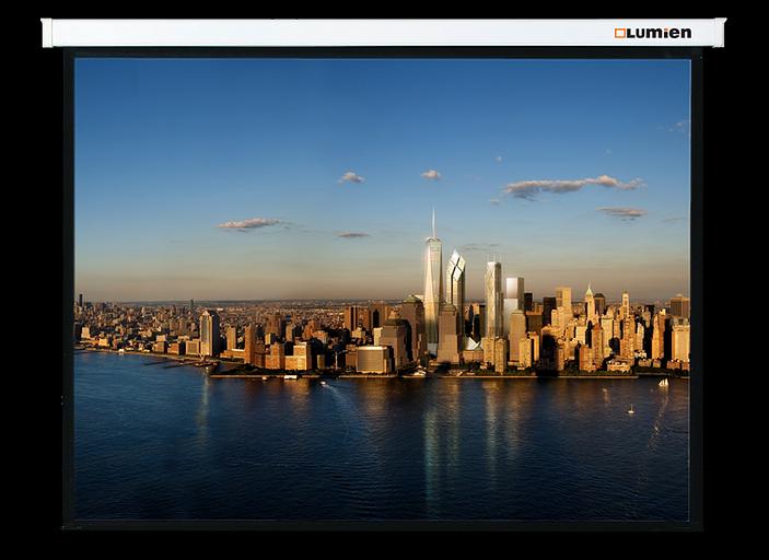 Настенный экран Lumien Master Picture 177х180см (рабочая область 98х172 см) MW FiberGlass (белый корпус) черн. кайма, возможность потолочн./настенного крепления, черн. кайма сверху 75 см 16:9 (LMP-100120) фото 1