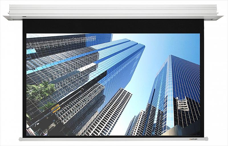 Встраиваемый экран с электроприводом Lumien Master Recessed Control 274х398 см (раб.область 243x388 см 180") MW чёрн.кайма, триггер, RS232, IR, RF управл. в комплекте, цвет корпуса белый 16:10 (LMRC-100209) фото 1