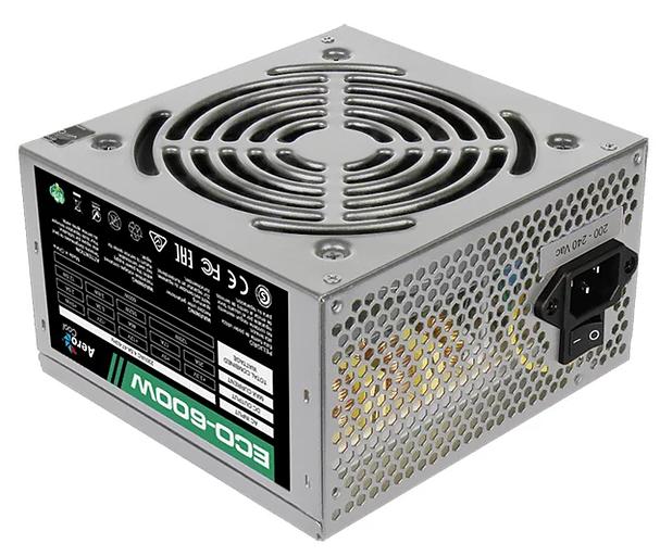 Блок питания Aerocool 600W Retail ECO-600W ATX v2.3 Haswell, fan 12cm, 400-mm cable, power cord, 20+4P, 12V 4+4P, 1x PCI-E 6+2P, 4x SATA, 3x PATA, 1x FDD (ECO-600W) фото 1