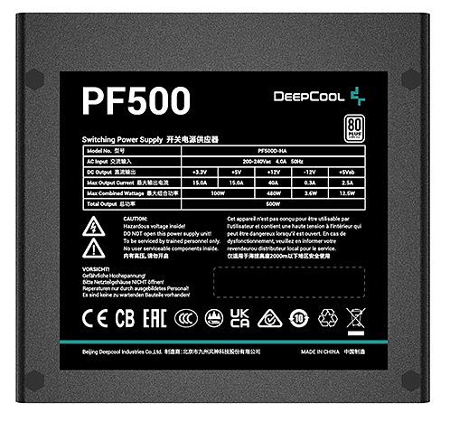 Блок питания Deepcool PF500 80+ (ATX 2.4 500W, PWM 120mm fan, 80 PLUS, Active PFC) RET (PF500) фото 3