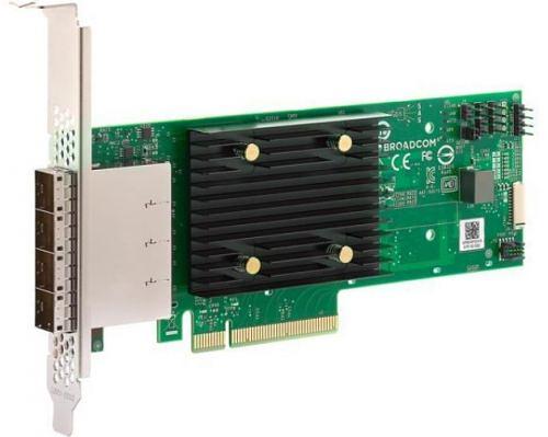 Контроллер Broadcom/LSI 9500-16e SGL (05-50075-00) PCIe Gen4 x8 LP, Tri-Mode SAS/SATA/NVMe 12G HBA, 16port(4*ext SFF8644), 3816 IOC (05-50075-00) фото 1