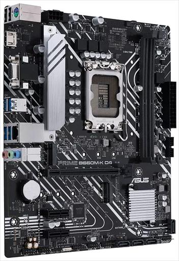 Материнская плата ASUS PRIME B660M-K D4, LGA1700, B660, 2*DDR4, D-Sub + HDMI, SATA3 + RAID, Audio, Gb LAN, USB 3.2*6, USB 2.0*6, COM*1 header (w/o cable), mATX; 90MB1950-M0EAY0 (PRIME B660M-K D4) фото 2