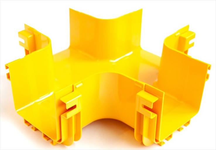 Х-соединитель оптического лотка 120 мм, монтаж без соединителей, желтый (LAN-OT120-XT/NC) фото 1