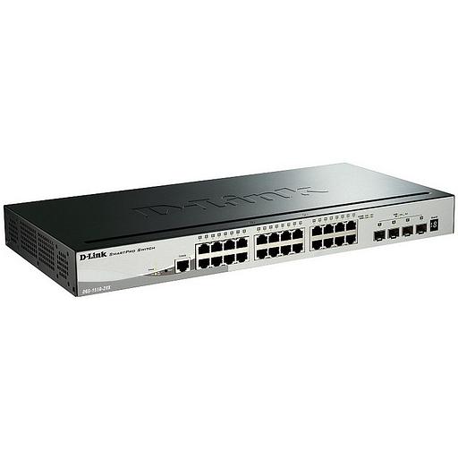 Коммутатор D-Link DGS-1510-28X/A1A, PROJ L2+ Smart Switch with 24 10/100/1000Base-T ports and 4 10GBase-X SFP+ ports.16K Mac address, 802.3x Flow Control, 802.3ad Link Aggregation, 802.1Q VLAN, Traffic Segmenta (DGS-1510-28X/A1A) фото 1