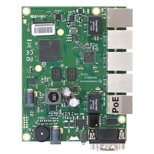 Маршрутизатор MikroTik RouterBOARD 450Gx4 with four core 716MHz Atheros CPU, 1 GB RAM, 5 Gigabit LAN ports, PoE OUT on port #5, RouterOS L5 (RB450Gx4) фото 1