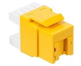Модуль Keystone, RJ45, кат.5E, UTP, 180 градусов, со встроенной шторкой, желтый (LAN-OK45U5E/180P-YL) фото 1
