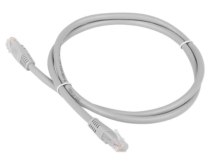 Патч-корд TWT UTP кат.6, с заливными колпачками, 10.0 м, серый (TWT-45-45-10/6-GY) фото 1