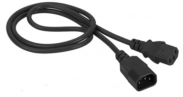 Шнур питания C13-C14, 220В, 10А, черный, 10 метров (LAN-PP13/14-10-BK) фото 1