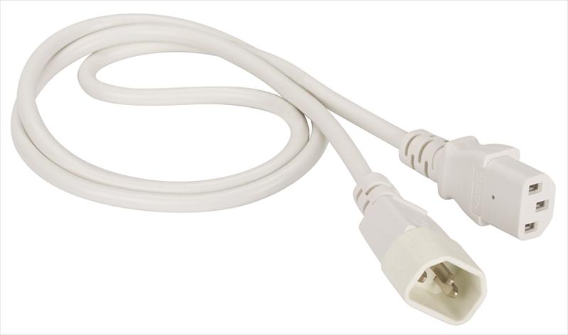 Шнур питания C13-C14, 3х0.75, 220В, 10А, белый, 2 метра (LAN-PP13/14-2.0-WH) фото 1