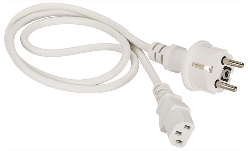 Шнур питания C13-Schuko прямая, 3х0.75, 220В, 10А, белый, 2 метра (LAN-PP13/SH-2.0-WH) фото 1