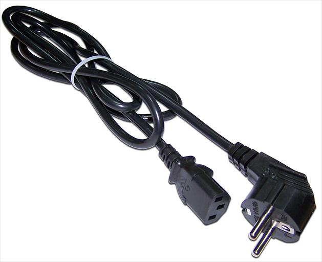 Шнур питания C13-Schuko угловая, 3х0.75, 220В, 10А, черный, 3 метра (LAN-PP13/SHA-3.0-BK) фото 1
