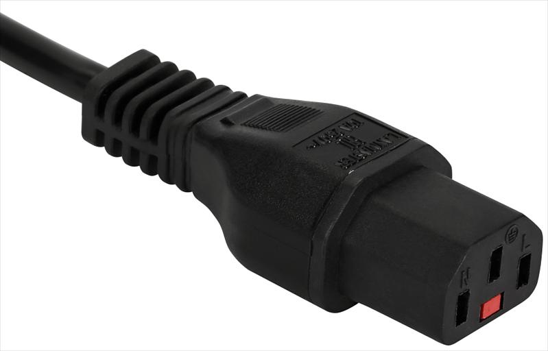 Шнур питания с блокировкой C13-Schuko прямая, 3х0.75, 220В, 10А, черный, 1 метр (LAN-PP13L/SH-1.0-BK) фото 2