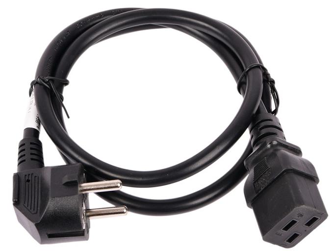 Шнур питания C19-Schuko прямая, 3х1.5, 220В, 16А, черный, 1 метр (LAN-PP19/SH-1.0-BK) фото 1