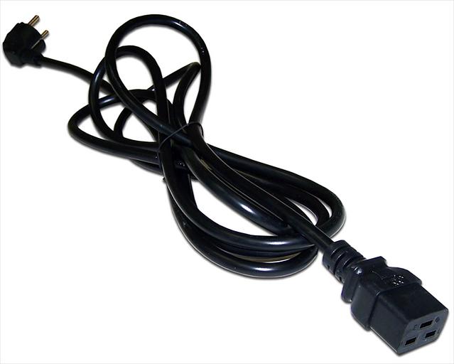 Шнур питания C19-Schuko угловая, 3х1.5, 220В, 16А, черный, 3 метра (LAN-PP19/SHA-3.0-BK) фото 1