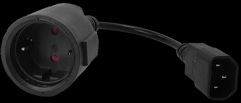 Удлинитель, вилка C14 - розетка Schuko, 3х0.75, 220В, 10А, черный, 0.2 метра (LAN-PPS/14-0.2-BK) фото 1