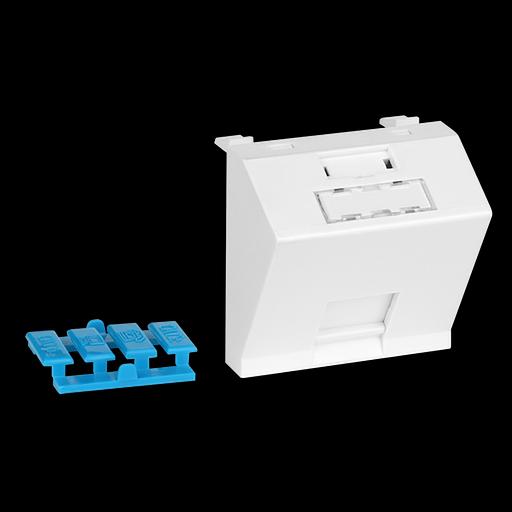 Вставка 45x45 на 1 кейстоун, угловая, со шторкой, маркировкой и иконками, белая (LAN-SIP-23A-WH) фото 1