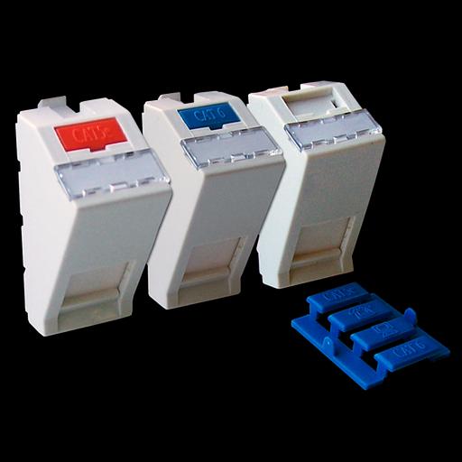 Вставка 22.5x45 на 1 кейстоун, угловая, со шторкой, маркировкой и иконками, белая (LAN-SIP-22A-WH) фото 1