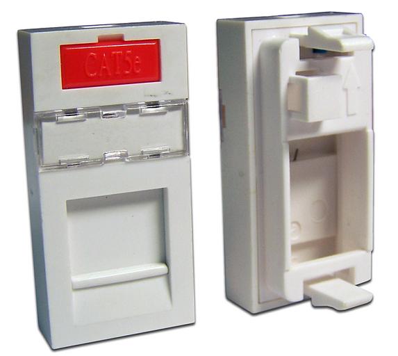Вставка 22.5x45 на 1 кейстоун, со шторкой, маркировкой и иконкой, белая (LAN-SIP-22M-WH) фото 1