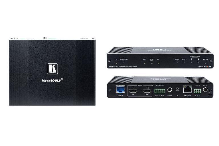 Kramer TP-900UHD Бесподрывный приемник HDMI, Аудио, RS-232, ИК, Ethernet по витой паре HDBaseT со встроенным масштабатором и дополнительным входом HDMI; поддержка 4К60 4:2:0, POE (50-80519090) фото 1