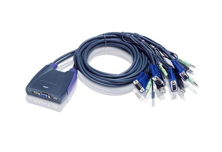 Переключатель электронный ATEN 4-Port USB VGA/Audio Cable KVM Switch (0.9m, 1.2m) (CS64US-AT) фото 1