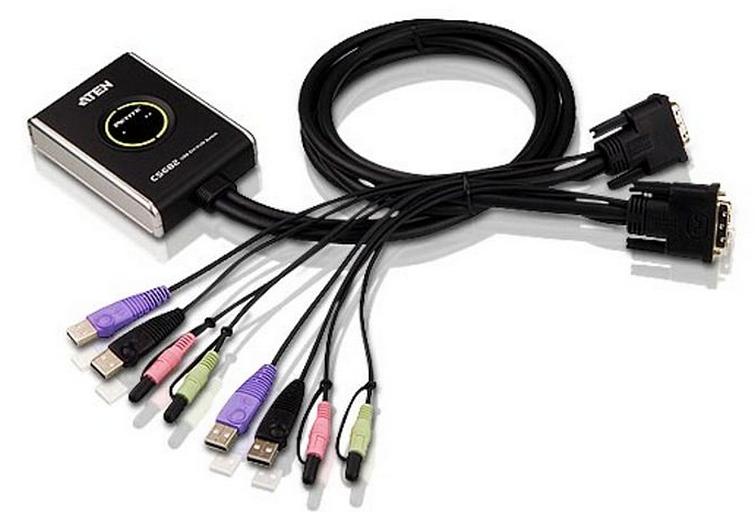 Переключатель электронный ATEN 2-Port USB DVI/Audio Cable KVM Switch with Remote Port Selector (CS682-AT) фото 1