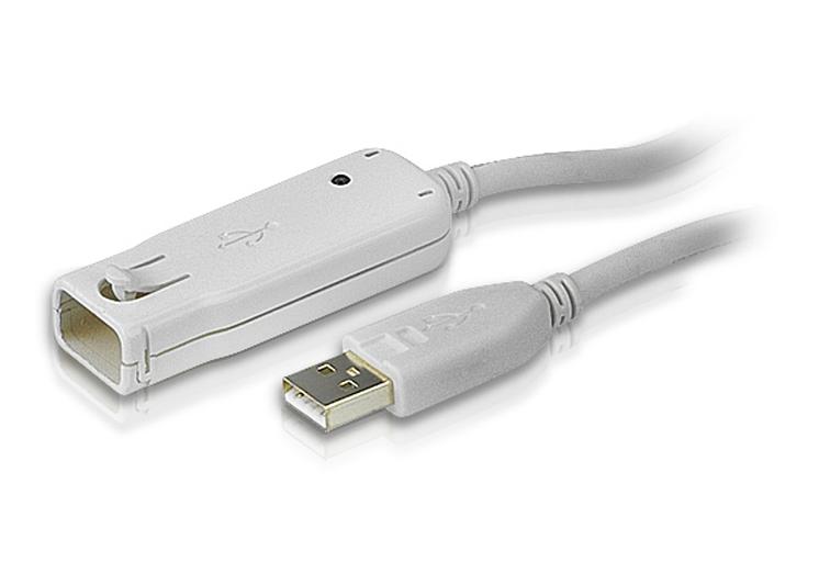 Шнур, USB, A>A, Male-Female, 4 провода, опрессованный, 12 метр., серый, (активныйнаращиваемый до 5штUSB 2.0) ATEN UE2120 фото 1