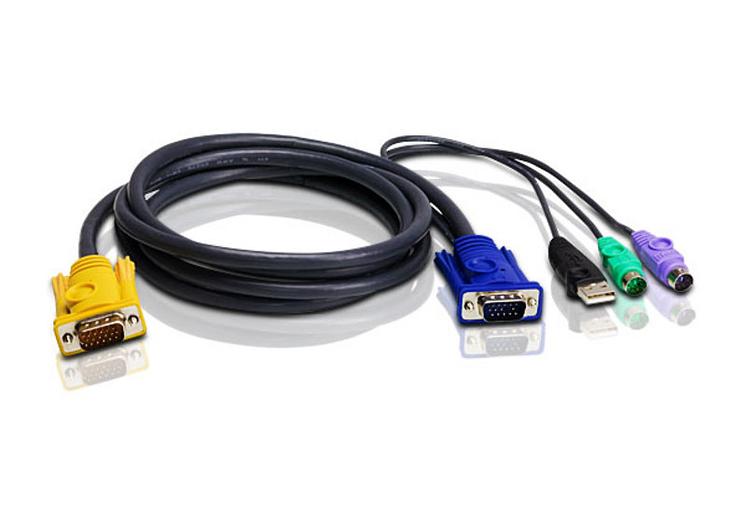 Шнур, мон., клав.+мышь USB, SPHD=>HD DB15+USB A-Тип+2x6MINI-DIN, Male-4xMale, 8+8 проводов, опрессованный, 1.8 метр., черный, (с поддерKой KVM PS/2) ATEN 2L-5302UP фото 1