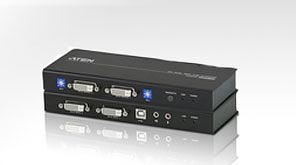 Удлинитель ATEN USB DVI Dual View Cat 5 KVM Extender (1024 x 768@60m) (CE604-AT-G) фото 1