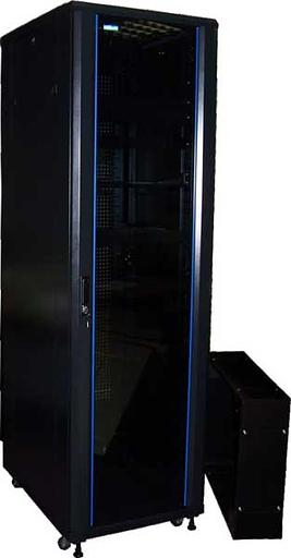 Шкаф 19" Business, 27U 600x1000, черный, передняя дверь стекло, задняя дверь распашная металл (TWT-CBB-27U-6x10-G1) фото 1