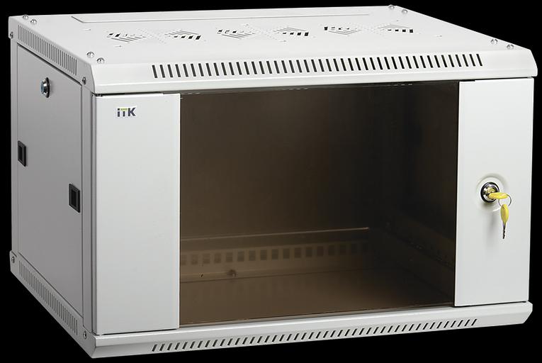 ITK Шкаф LINEA W 12U 600x450 мм дверь стекло, RAL7035 (LWR3-12U64-GF) фото 1