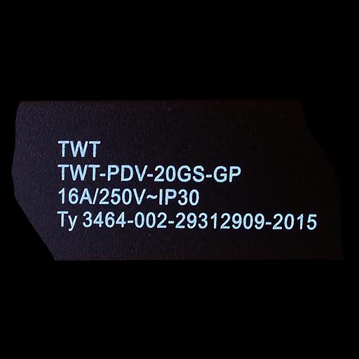 Вертикальный блок розеток, 20xSchuko, 250V, 16A, шнур 3 метра, вилка Schuko (TWT-PDV-20GS-GP) фото 2