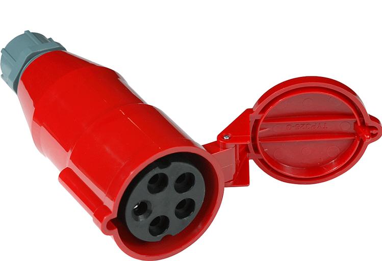 Вилка IEC 309 трехфазная, мама, 32A, 380V, разборная, красная (LAN-IEC-309-32A3P/F) фото 1