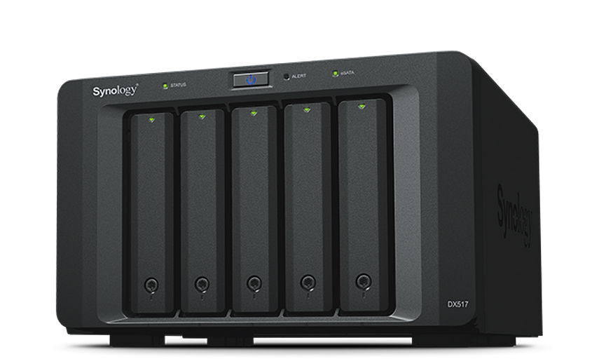 Устройство расширения Synology Expansion Unit for DS1517+,1817+,DS718+,NVR1218,DS1520+,DS920+,DS720+,DS1621+,DS1621xs+,DVA3221 /upto 5hot plug HDDs SATA(3,5' or 2,5')/1xPS incl eSATA Cbl (DX517) фото 1