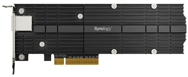 Сетевая карта и адаптер Synology M.2 SSD-NVME adapter M.2 22110/2280, 2 slots m.2 key, 10 Gigabit port RJ-45, PCIe 3.0 x8 adapter (FH bracket)' (E10M20-T1) фото 1