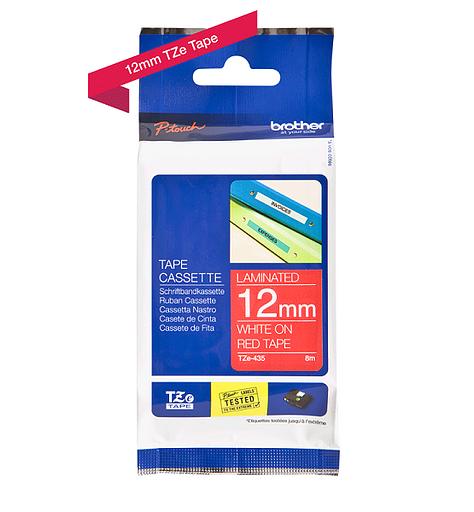 Картридж для принтеров Brother TZe435: для печати наклеек белым на красном фоне, ширина: 12 мм (TZE435) фото 1