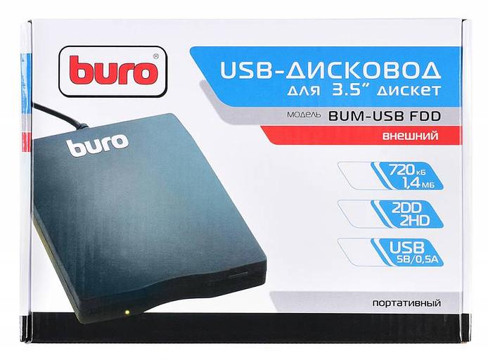 Дисковод USB 3.5" Buro BUM-USB FDD 1.44Mb внешний черный фото 6