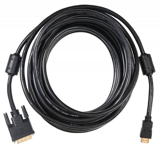 Кабель Buro HDMI-19M-DVI-D-10M HDMI (m) DVI-D (m) 10м феррит.кольца черный фото 2