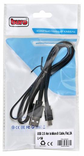 Кабель Buro BHP MICROUSB 1M FLAT USB (m)-micro USB (m) 1м черный плоский фото 3