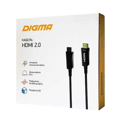 Кабель аудио-видео Digma HDMI 2.0 AOC HDMI (m)/HDMI (m) 20м. Позолоченные контакты черный (BHP AOC 2.0-20) фото 3