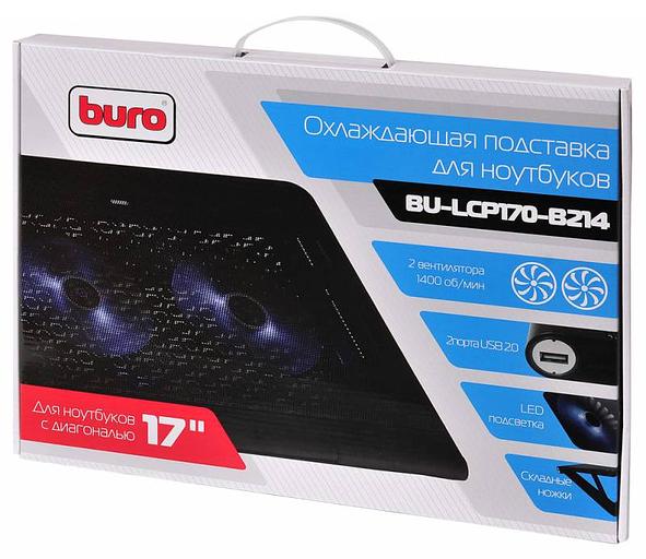Подставка для ноутбука Buro BU-LCP170-B214 17"398x300x29мм 2xUSB 2x 140ммFAN 926г металлическая сетка/пластик черный фото 9