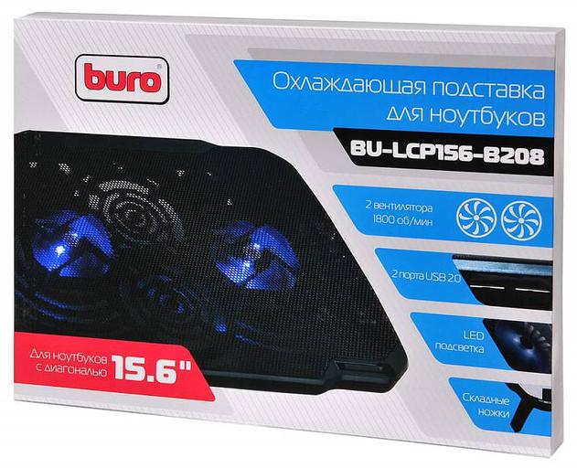 Подставка для ноутбука Buro BU-LCP156-B208 15.6"355x260x21мм 2xUSB 2x 80ммFAN 560г металлическая сетка/пластик черный фото 8