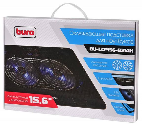 Подставка для ноутбука Buro BU-LCP156-B214H 15.6"355x255x30мм 2xUSB 2x 140ммFAN 900г металлическая сетка/пластик черный фото 9