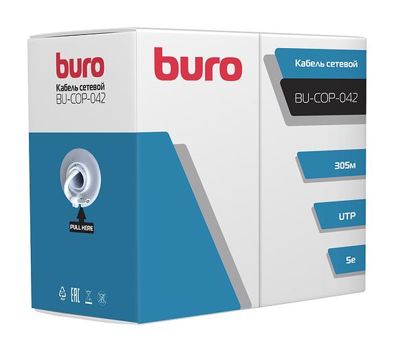 Кабель сетевой Buro UTP 4 пары cat5E solid 0.42мм Cu 305м серый фото 1