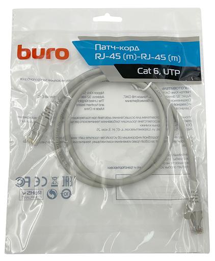 Патч-корд Buro UTP 4 пары cat6 CCA molded 1м серый RJ-45 (m)-RJ-45 (m) фото 1