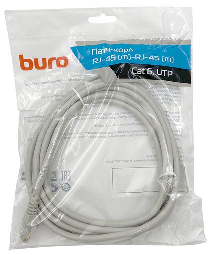 Патч-корд Buro UTP 4 пары cat6 CCA molded 3м серый RJ-45 (m)-RJ-45 (m) фото 1