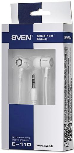 Наушники вкладыши Sven E-110 1.2м белый проводные в ушной раковине (SV-016258) фото 4