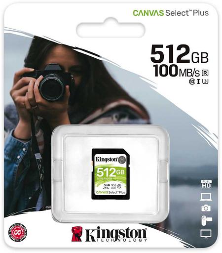 Флеш карта SDXC 512Gb Class10 Kingston SDS2/512GB Canvas Select Plus w/o adapter фото 3