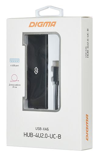 Разветвитель USB-C Digma HUB-4U2.0-UC-B 4порт. черный фото 6