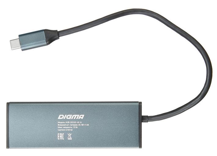 Разветвитель USB-C Digma HUB-3U3.0С-UC-G 4порт. серый фото 4